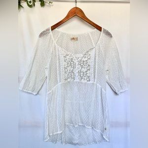 Hollister • White Lace BohemianTop • Size Small
